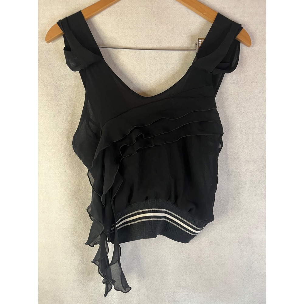 Black Ruffled Crop Top - Brand